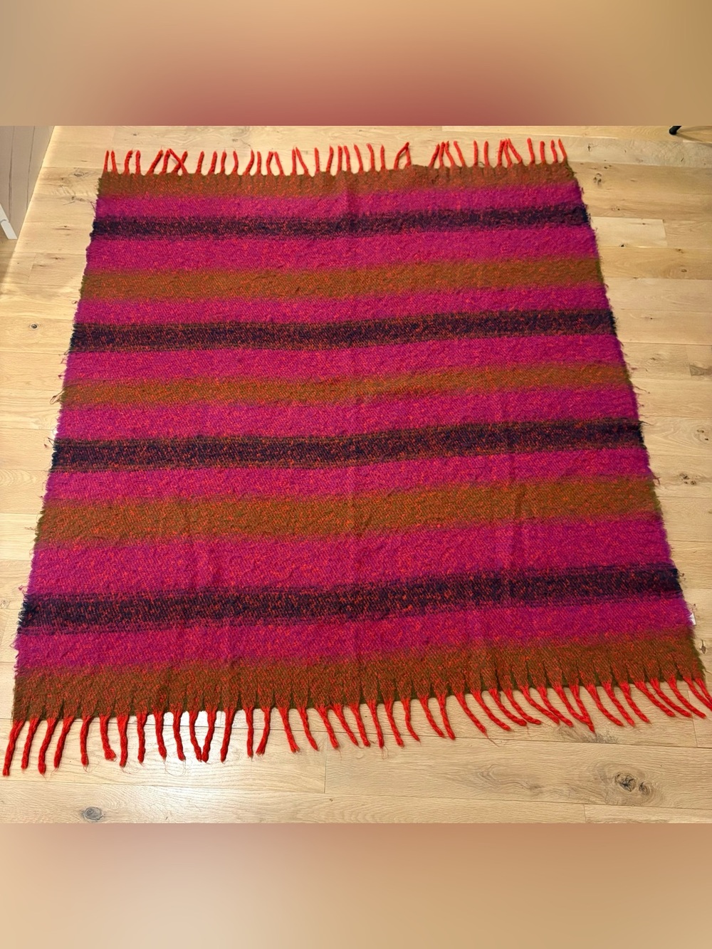 Anthropologie Rives Striped Fringe Throw Blanket